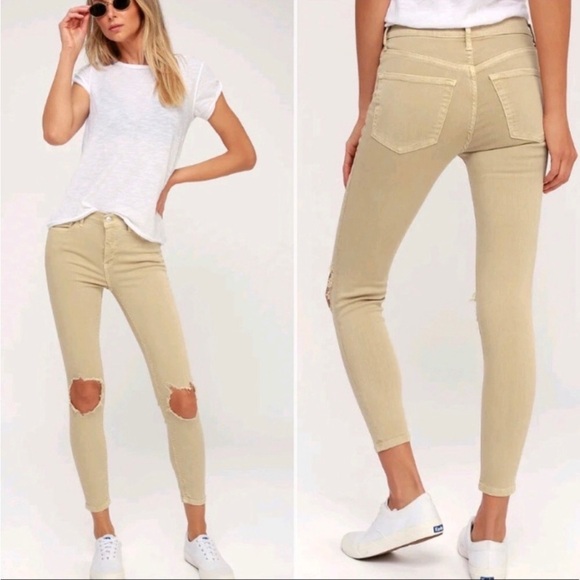 NWT Free People Busted Khaki Distressed Skinny Jeans Size 29 - Picture 1 of 14